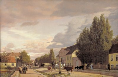 View of a Street in Osterbro outside Copenhagen. Morning Light by Christen Schjellerup Købke